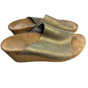 Birkenstock Papillio Wedge Sandal Womens EU 41 Med/Narrow Metallic Stone Namica